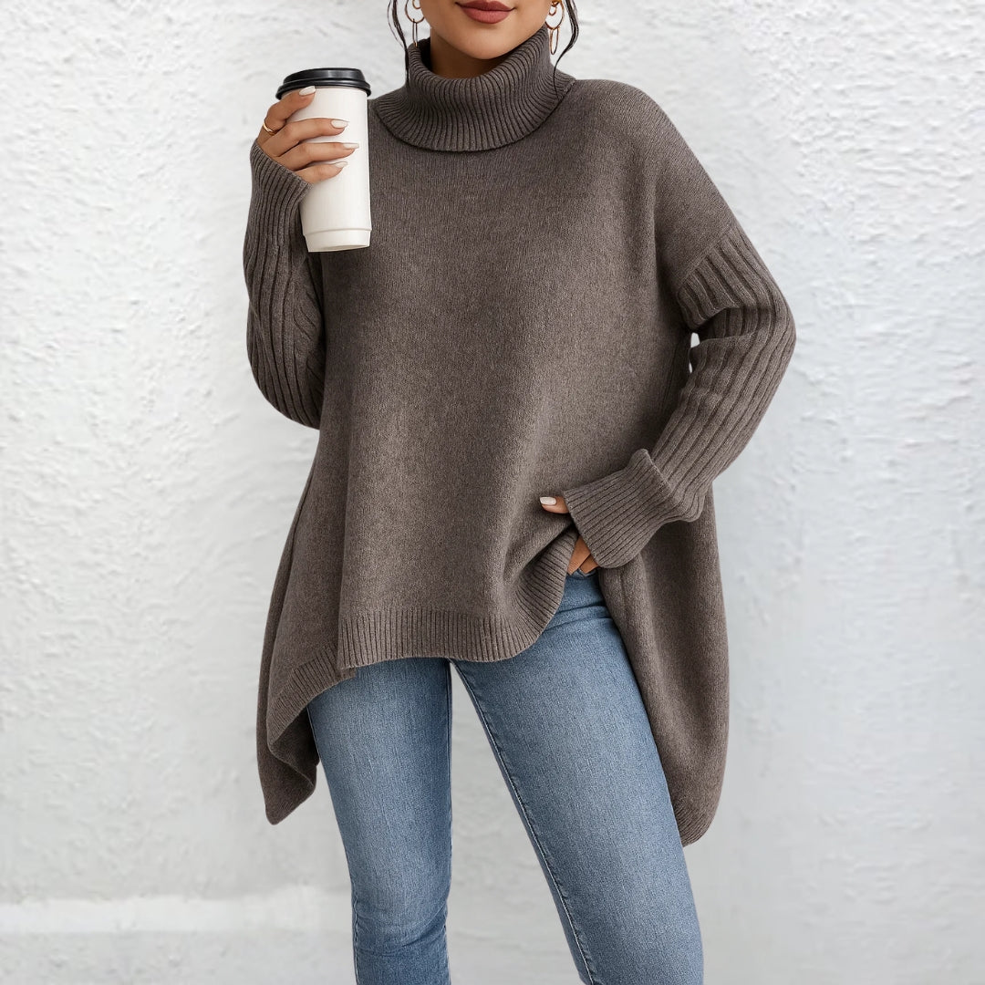 Brigit | Otulający Sweter z Golfem – Krój Loose-Fit