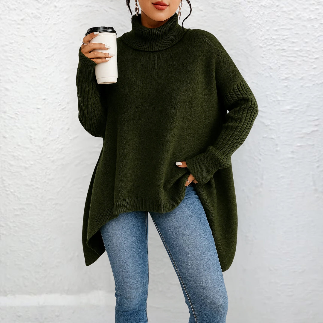 Brigit | Otulający Sweter z Golfem – Krój Loose-Fit