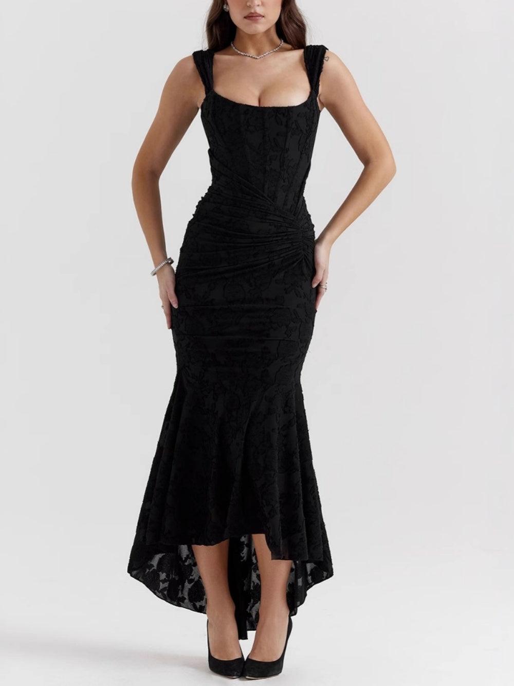 Czarna maxi sukienka w kwiaty