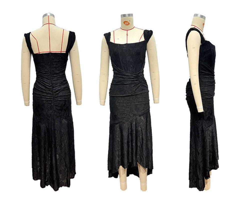 Czarna maxi sukienka w kwiaty