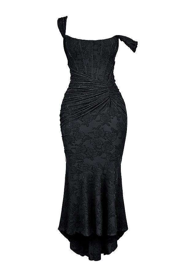 Czarna maxi sukienka w kwiaty